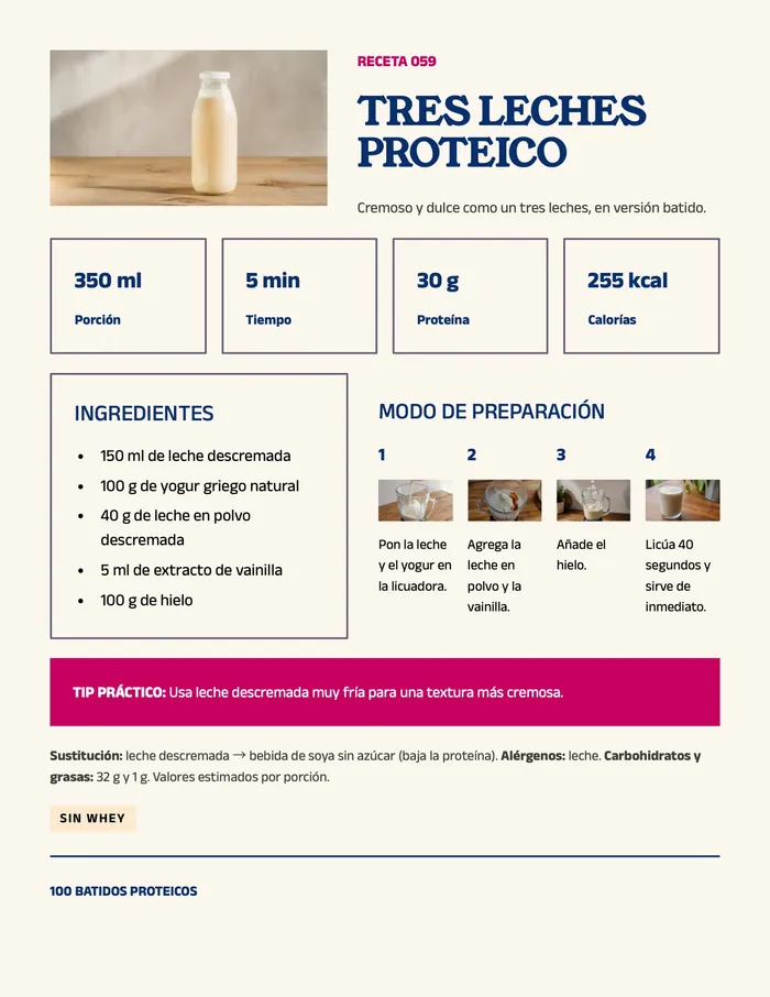 Página del e-book: Tres Leches Proteico